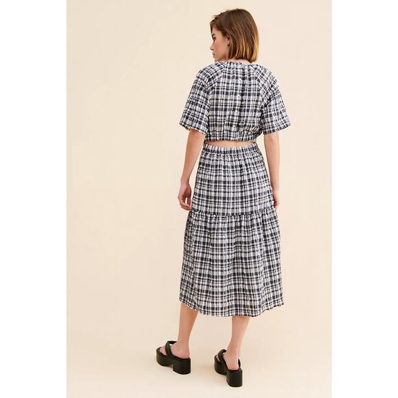 Just Female Anthropologie Hamilton Cut Out Gingham Midi Dress - Picture 2 of 6